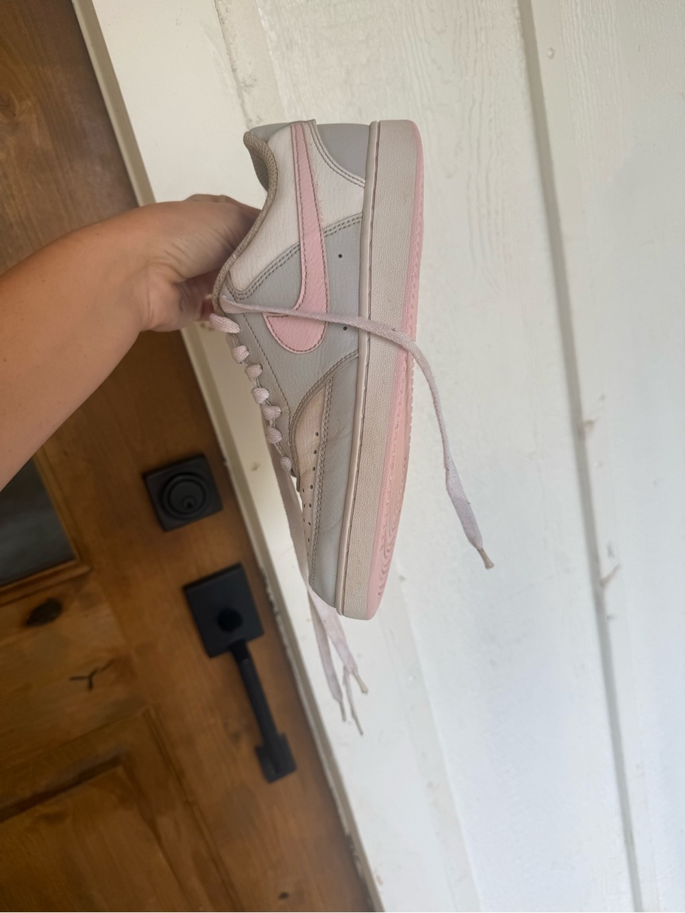Women's Nike Air Force Low-Top Sneakers - White and Light Pink - Picture 2 of 6